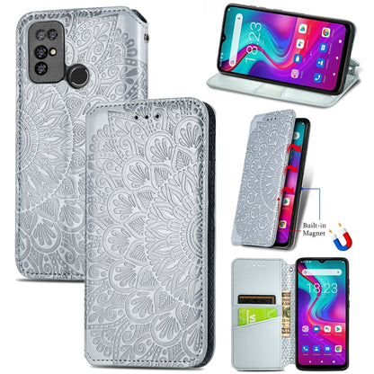 For Doogee X96 Pro Blooming Mandala Embossed Pattern Magnetic Horizontal Flip Leather Case with Holder & Card Slots & Wallet(Grey) - More Brand by PMC Jewellery | Online Shopping South Africa | PMC Jewellery | Buy Now Pay Later Mobicred