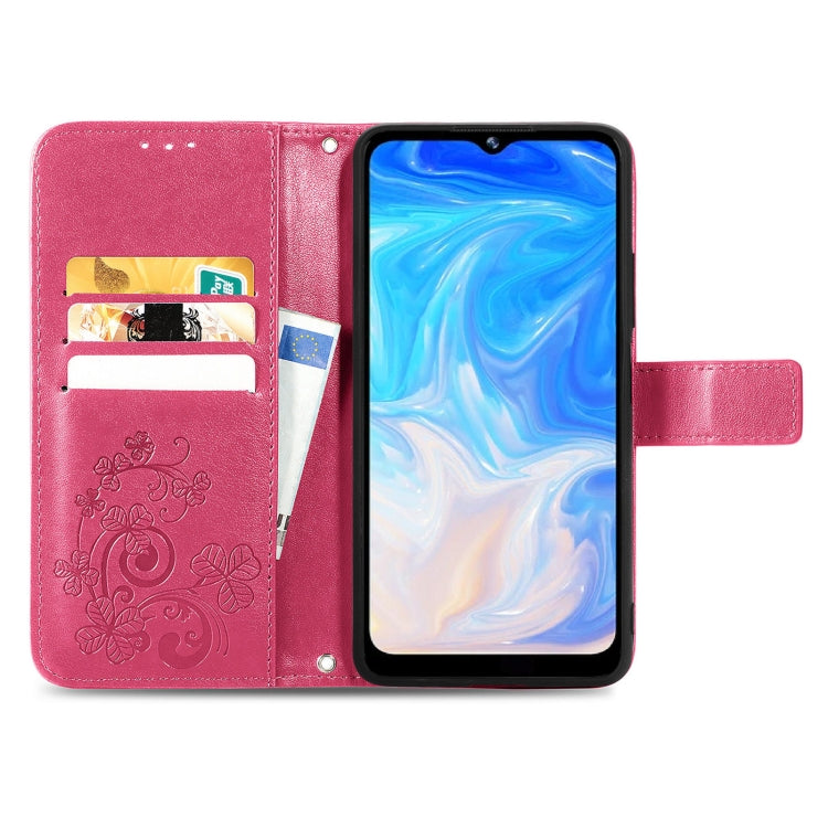 For DOOGEE N40 Pro Four-leaf Clasp Embossed Leather Case with Lanyard & Card Slot & Wallet & Holder(Magenta) - More Brand by PMC TechLife | Online Shopping South Africa | PMC TechLife | Buy Now Pay Later Mobicred