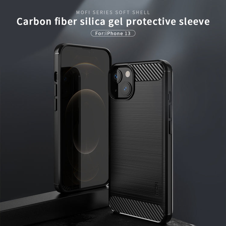 For iPhone 13 MOFI Gentleness Series Brushed Texture Carbon Fiber Soft TPU Case (Blue) - iPhone 13 Cases by MOFI | Online Shopping South Africa | PMC TechLife | Buy Now Pay Later Mobicred