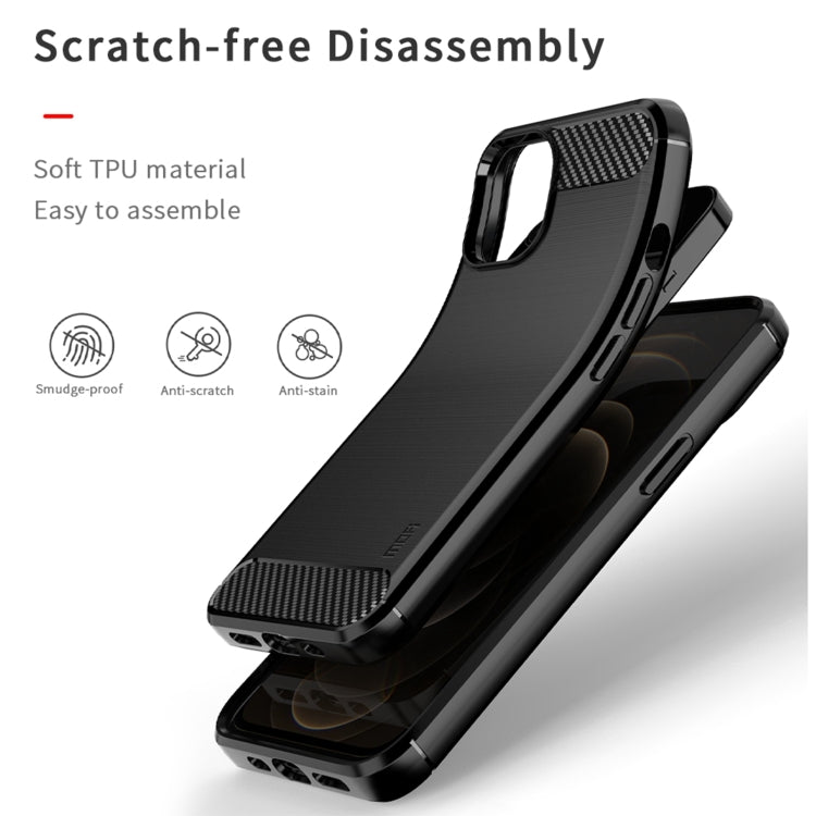 For iPhone 13 MOFI Gentleness Series Brushed Texture Carbon Fiber Soft TPU Case (Blue) - iPhone 13 Cases by MOFI | Online Shopping South Africa | PMC TechLife | Buy Now Pay Later Mobicred