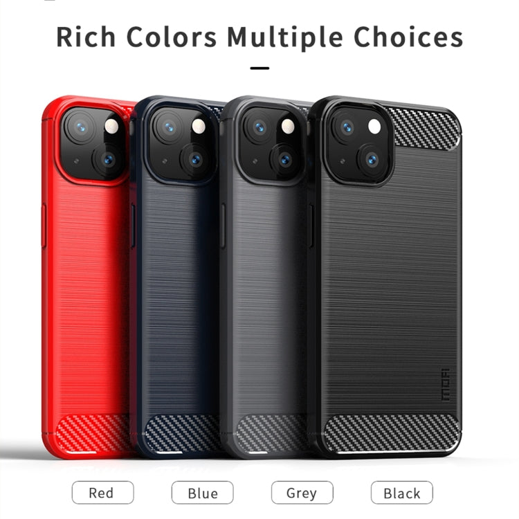For iPhone 13 MOFI Gentleness Series Brushed Texture Carbon Fiber Soft TPU Case (Blue) - iPhone 13 Cases by MOFI | Online Shopping South Africa | PMC TechLife | Buy Now Pay Later Mobicred