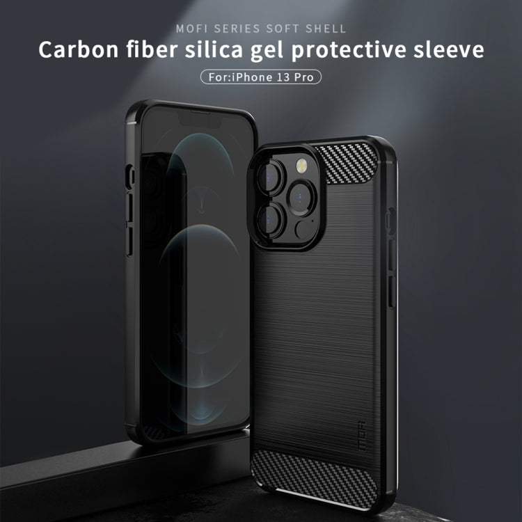 For iPhone 13 Pro MOFI Gentleness Series Brushed Texture Carbon Fiber Soft TPU Case  (Black) - iPhone 13 Pro Cases by MOFI | Online Shopping South Africa | PMC Jewellery | Buy Now Pay Later Mobicred