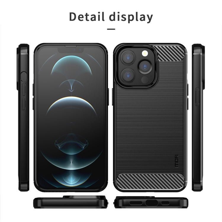 For iPhone 13 Pro MOFI Gentleness Series Brushed Texture Carbon Fiber Soft TPU Case  (Blue) - iPhone 13 Pro Cases by MOFI | Online Shopping South Africa | PMC TechLife | Buy Now Pay Later Mobicred