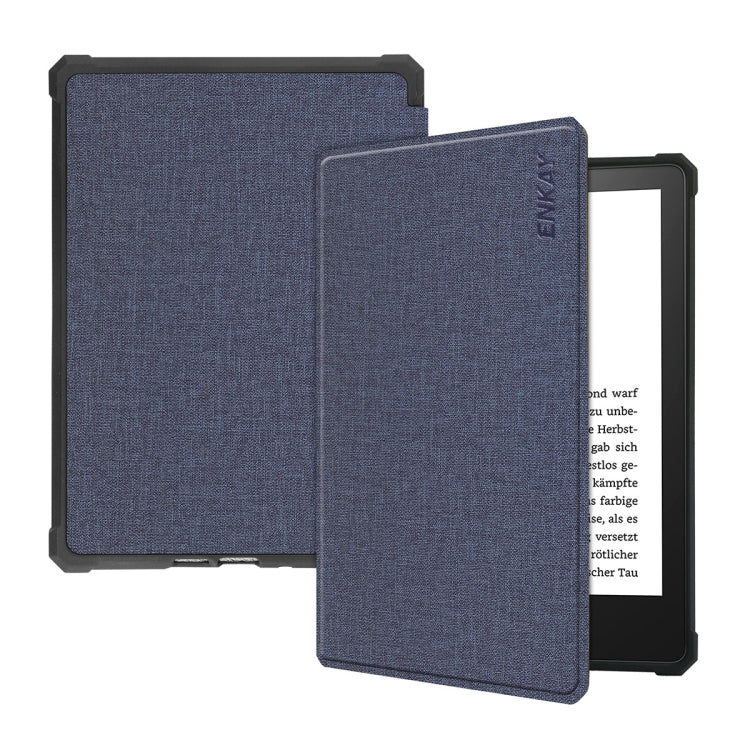 For Amazon Kindle Paperwhite 5 2021 ENKAY Solid Color Denim Texture Horizontal Flip Leather Tablet Case with Sleep / Wake-up Function(Dark Blue) - free shipping - PMC TechLife - Order now!