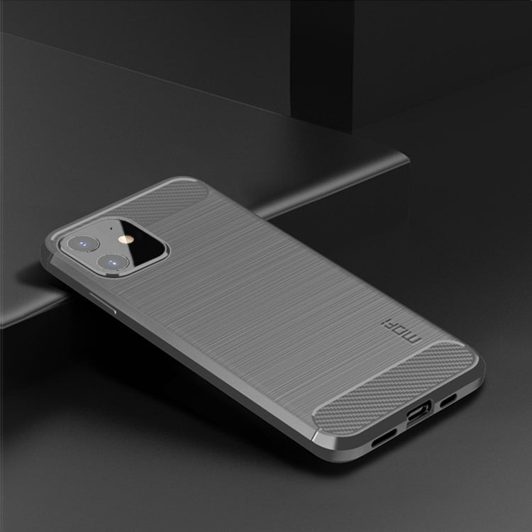 For iPhone 12 mini MOF Gentleness Series Brushed Texture Carbon Fiber Soft TPU Case (Gray) - iPhone 12 mini Cases by MOFI | Online Shopping South Africa | PMC Jewellery