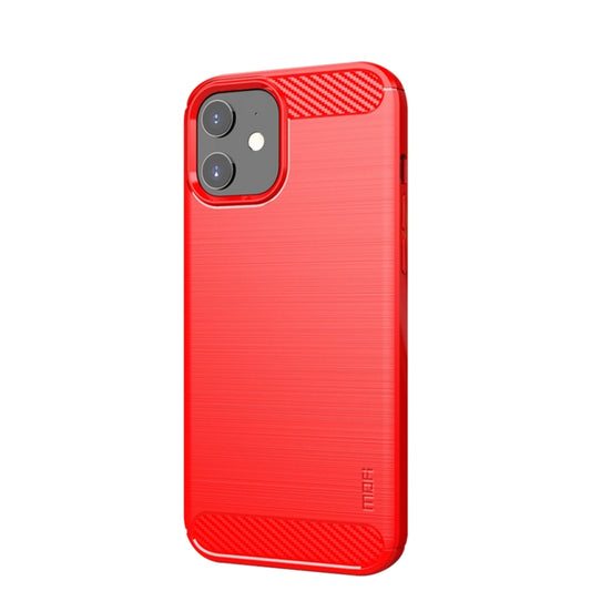 For iPhone 12 mini MOF Gentleness Series Brushed Texture Carbon Fiber Soft TPU Case (Red) - iPhone 12 mini Cases by MOFI | Online Shopping South Africa | PMC Jewellery