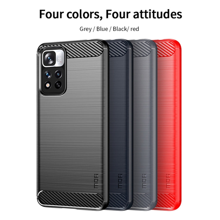 For Xiaomi Redmi Note11 Pro / Note 11 Pro+ MOFI Gentleness Series Brushed Texture Carbon Fiber Soft TPU Phone Case(Red) - Xiaomi Cases by MOFI | Online Shopping South Africa | PMC Jewellery