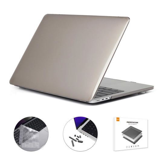 ENKAY Hat-Prince 3 in 1 Crystal Laptop Protective Case + TPU Keyboard Film + Anti-dust Plugs Set for MacBook Pro 14.2 inch A2442 2021, Version:EU Version(Grey) - MacBook Pro Cases by ENKAY | Online Shopping South Africa | PMC Jewellery | Buy Now Pay Later Mobicred