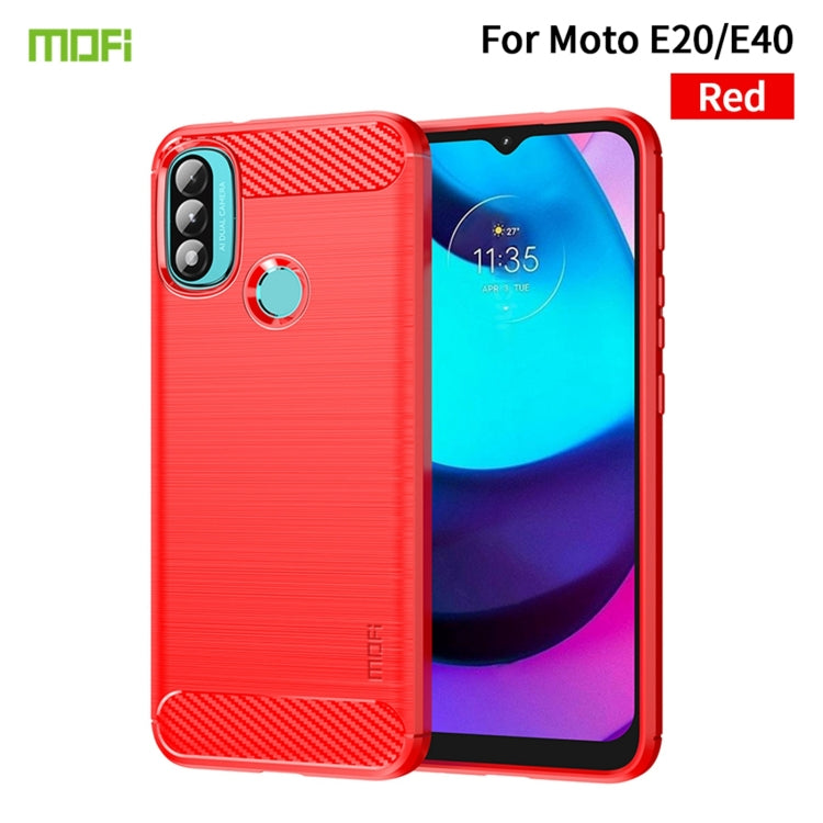 For Motorola Moto E20 / E30 / E40 MOFI Gentleness Series Brushed Texture Carbon Fiber Soft TPU Case(Red) - Motorola Cases by MOFI | Online Shopping South Africa | PMC TechLife | Buy Now Pay Later Mobicred