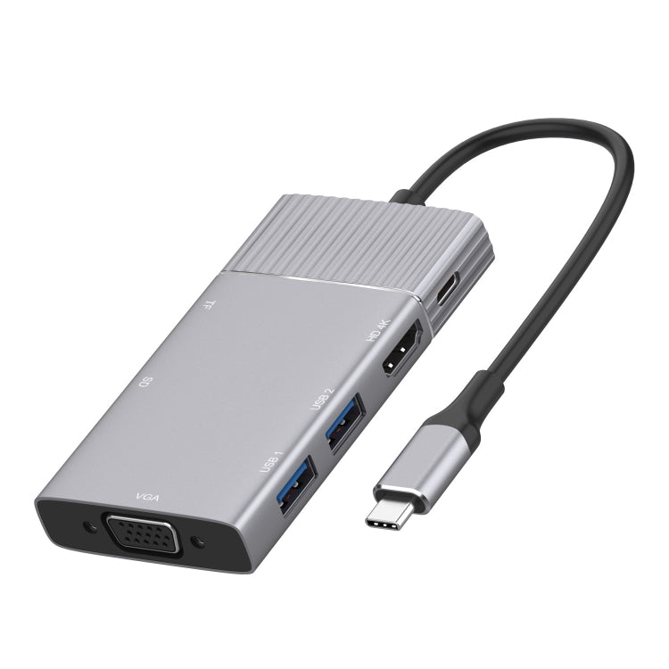 8 in 1 Type-C to HDMI + Type-C + USB x 2 + VGA + SD + TF + 3.5mm HUB Adapter - USB HUB by PMC Jewellery | Online Shopping South Africa | PMC Jewellery | Buy Now Pay Later Mobicred