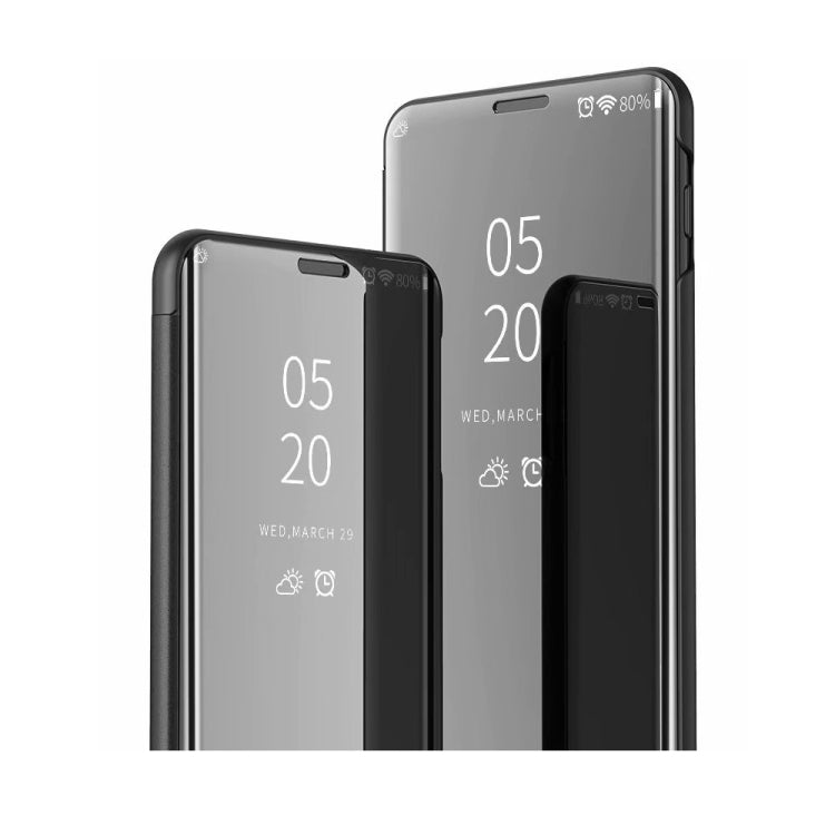 For Samsung Galaxy A73 5G Plated Mirror Flip Leather Case with Holder(Black) - Galaxy Phone Cases by PMC TechLife | Online Shopping South Africa | PMC TechLife