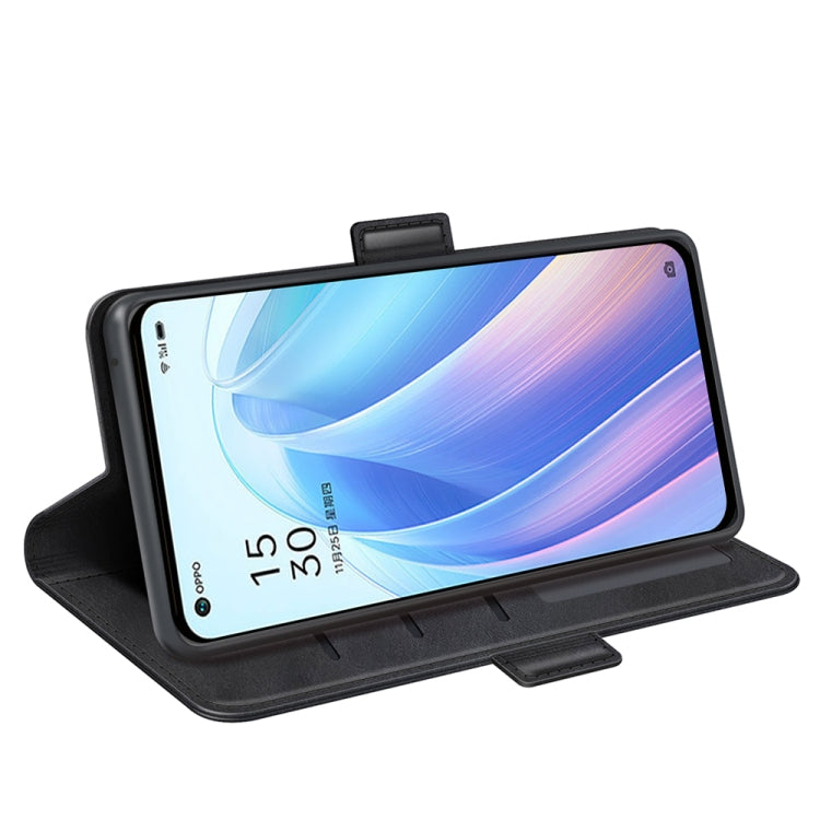 For OPPO Reno7 5G / Find X5 Lite Dual-side Magnetic Flip Leather Case(Black) - OPPO Cases by PMC Jewellery | Online Shopping South Africa | PMC Jewellery | Buy Now Pay Later Mobicred