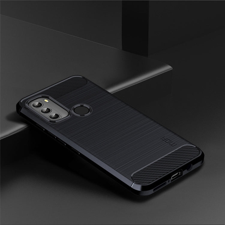 For Motorola Moto G71 5G MOFI Gentleness Brushed Carbon Fiber Soft TPU Case(Blue) - Motorola Cases by MOFI | Online Shopping South Africa | PMC Jewellery