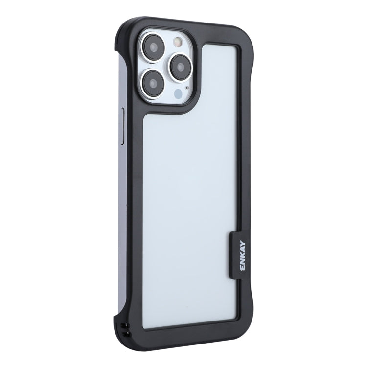 For iPhone 13 Pro ENKAY Frameless Hollow PC Case + Glass Film (Black) - iPhone 13 Pro Cases by ENKAY | Online Shopping South Africa | PMC Jewellery | Buy Now Pay Later Mobicred