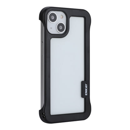 For iPhone 13 ENKAY Frameless Hollow PC Case + Glass Film(Black) - iPhone 13 Cases by ENKAY | Online Shopping South Africa | PMC Jewellery | Buy Now Pay Later Mobicred