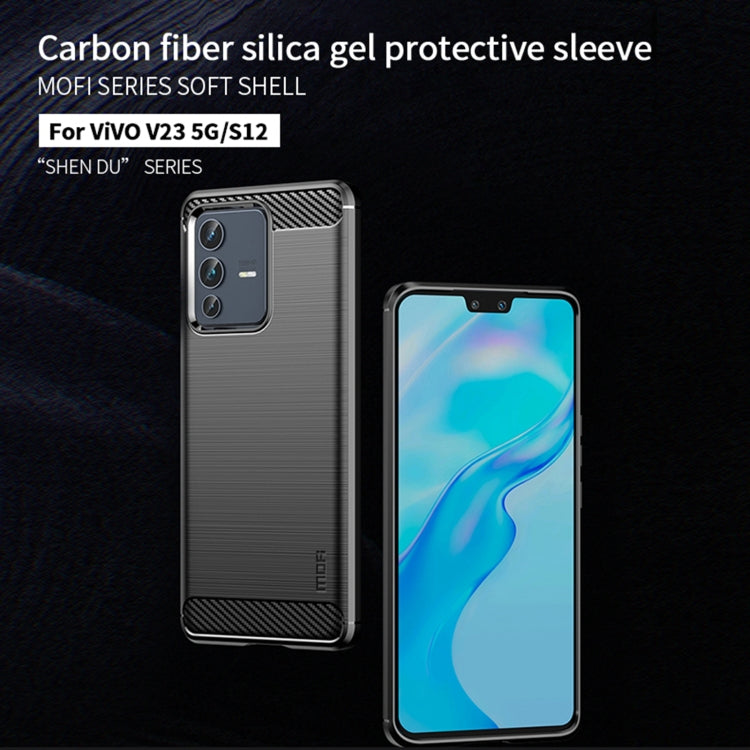 For vivo V23 5G/S12 MOFI Gentleness Series Brushed Texture Carbon Fiber Soft TPU Phone Case(Blue) - vivo Cases by MOFI | Online Shopping South Africa | PMC Jewellery
