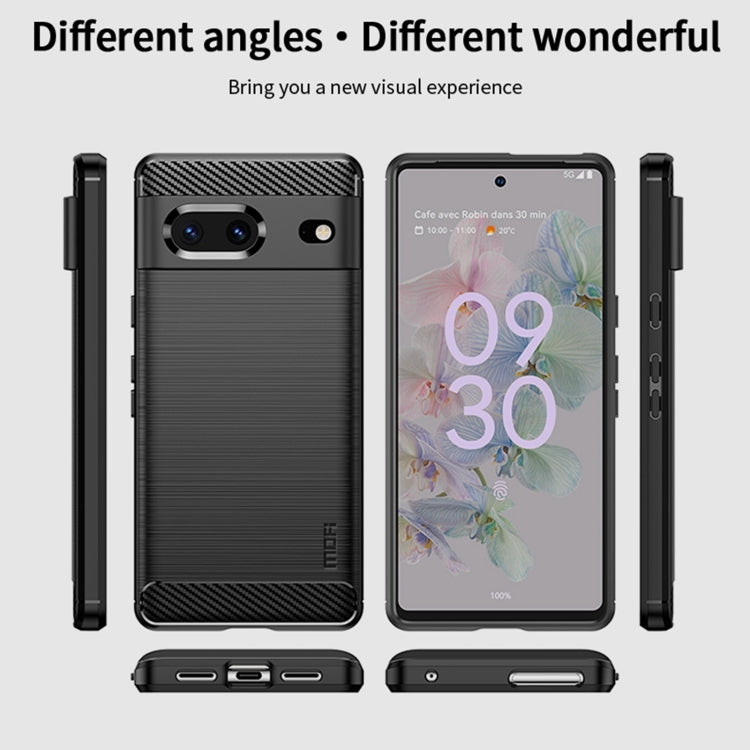 For Google pixel 7 5G MOFI Gentleness Series Brushed Texture Carbon Fiber TPU Phone Case(Red) - free shipping - PMC TechLife - Order now!