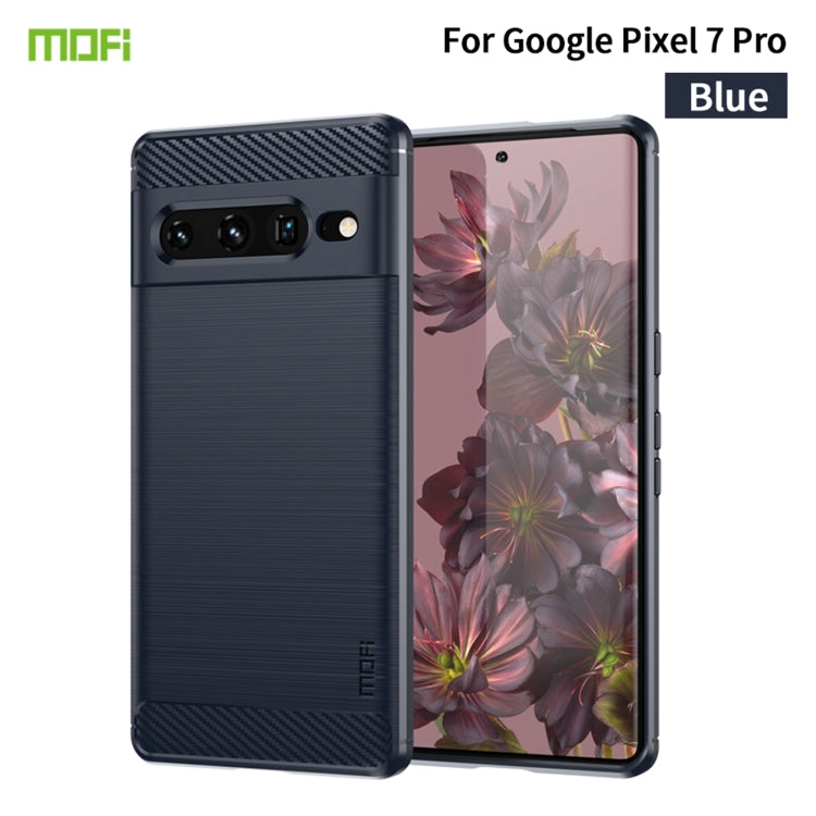 For Google pixel 7 Pro 5G MOFI Gentleness Series Brushed Texture Carbon Fiber TPU Phone Case(Blue) - free shipping - PMC TechLife - Order now!