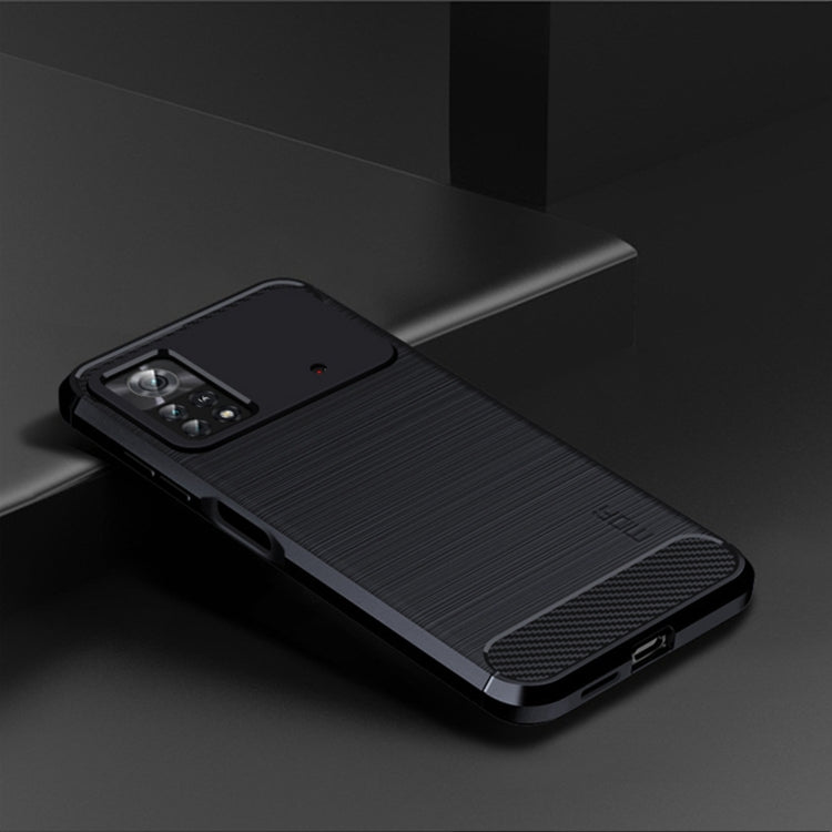 For Xiaomi Poco X4 Pro 5G MOFI Gentleness Brushed Carbon Fiber Soft TPU Case(Blue) - Xiaomi Cases by MOFI | Online Shopping South Africa | PMC TechLife | Buy Now Pay Later Mobicred