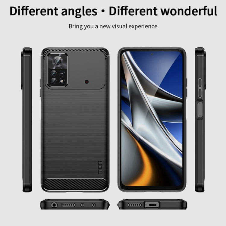 For Xiaomi Poco X4 Pro 5G MOFI Gentleness Brushed Carbon Fiber Soft TPU Case(Blue) - Xiaomi Cases by MOFI | Online Shopping South Africa | PMC TechLife | Buy Now Pay Later Mobicred