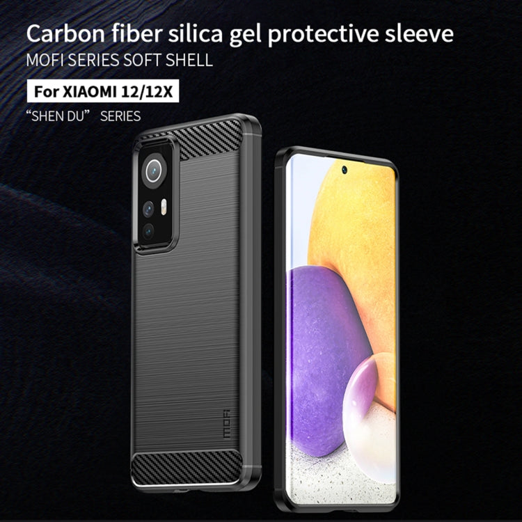 For Xiaomi 12 / 12X MOFI Gentleness Brushed Carbon Fiber Soft TPU Case(Blue) - Xiaomi Cases by MOFI | Online Shopping South Africa | PMC TechLife | Buy Now Pay Later Mobicred
