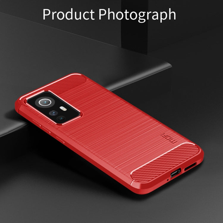 For Xiaomi 12 / 12X MOFI Gentleness Brushed Carbon Fiber Soft TPU Case(Red) - Xiaomi Cases by MOFI | Online Shopping South Africa | PMC Jewellery