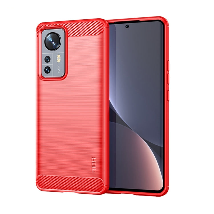 For Xiaomi 12 Pro MOFI Gentleness Brushed Carbon Fiber Soft TPU Case(Red) - free shipping - PMC TechLife - Order now!