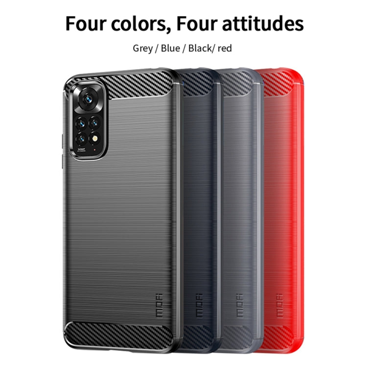 For Xiaomi Redmi Note 11 4G Global / Note 11S 4G MOFI Gentleness Brushed Carbon Fiber TPU Case(Red) - Xiaomi Cases by MOFI | Online Shopping South Africa | PMC TechLife | Buy Now Pay Later Mobicred