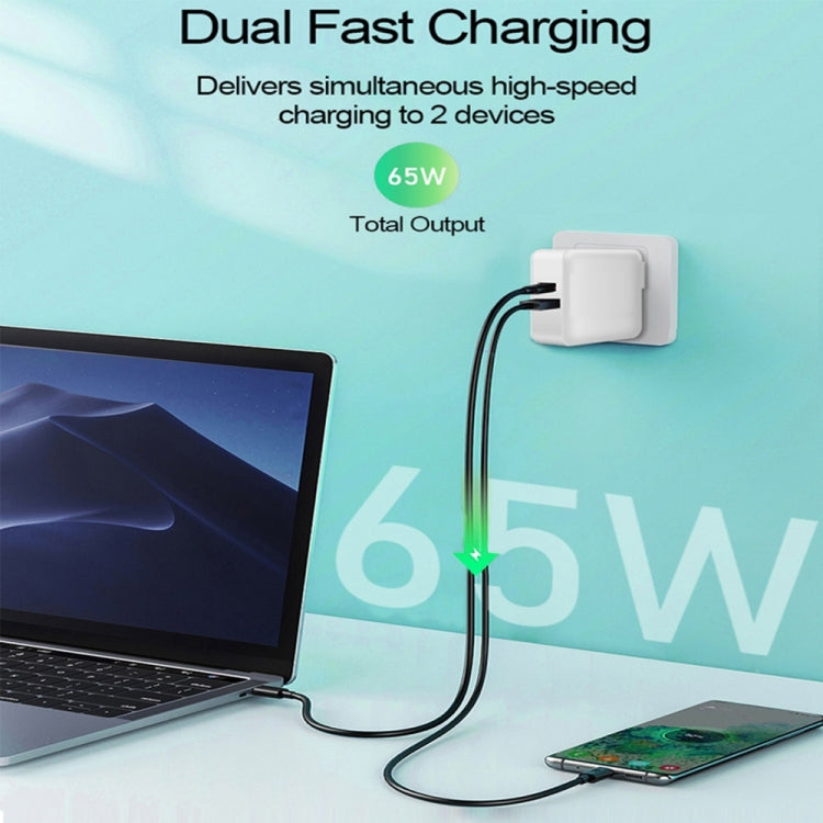 PD-65W USB-C / Type-C + QC3. 0 USB Laptop Charging Adapter + 1.8m USB-C / Type-C to MagSafe 1 / L Head Data Cable, AU Plug / US Plug(Black) - Cable & Adapter by PMC Jewellery | Online Shopping South Africa | PMC Jewellery | Buy Now Pay Later Mobicred