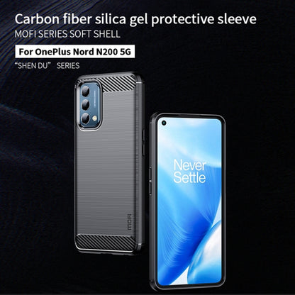 For Oneplus Nord N200 5G MOFI Gentleness Series Brushed Texture Carbon Fiber Soft TPU Phone Case(Blue) - OnePlus Cases by MOFI | Online Shopping South Africa | PMC Jewellery