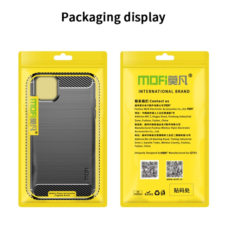 For iPhone 14 MOFI Gentleness Brushed Texture Carbon Fiber TPU Phone Case (Gray) - iPhone 14 Cases by MOFI | Online Shopping South Africa | PMC TechLife
