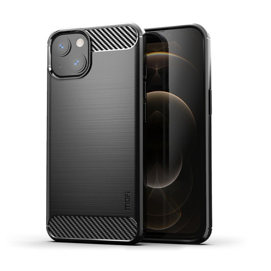 For iPhone 14 Plus MOFI Gentleness Brushed Texture Carbon Fiber TPU Phone Case  (Black) - iPhone 14 Plus Cases by MOFI | Online Shopping South Africa | PMC Jewellery