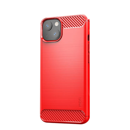 For iPhone 14 Plus MOFI Gentleness Brushed Texture Carbon Fiber TPU Phone Case  (Red) - iPhone 14 Plus Cases by MOFI | Online Shopping South Africa | PMC Jewellery