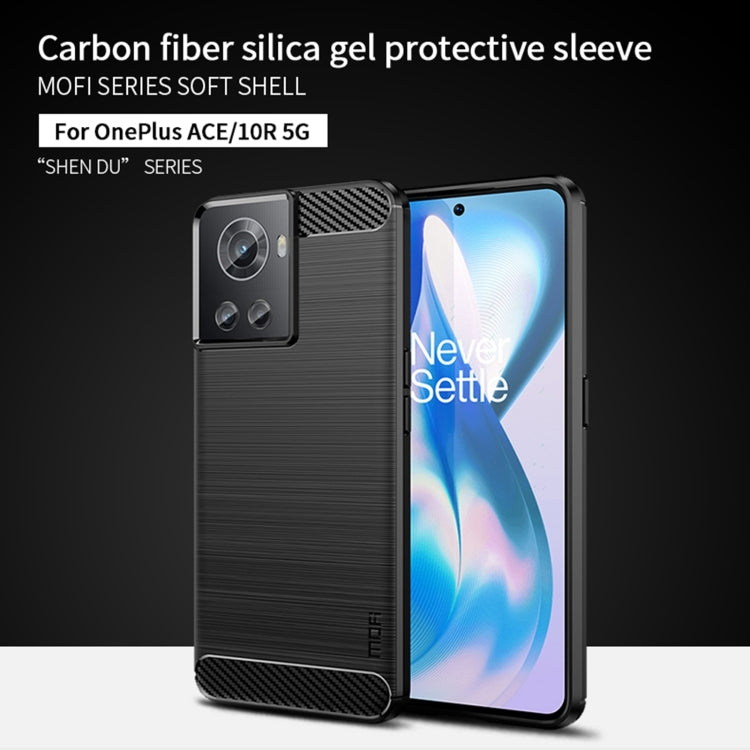 For OnePlus Ace / 10R 5G MOFI Gentleness Series Brushed Texture Carbon Fiber Soft TPU Case(Blue) - OnePlus Cases by MOFI | Online Shopping South Africa | PMC TechLife