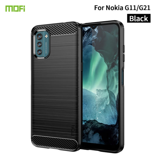 For Nokia G11 / G21 MOFI Gentleness Series Brushed Texture Carbon Fiber Soft TPU Case(Black) - Nokia Cases by MOFI | Online Shopping South Africa | PMC Jewellery