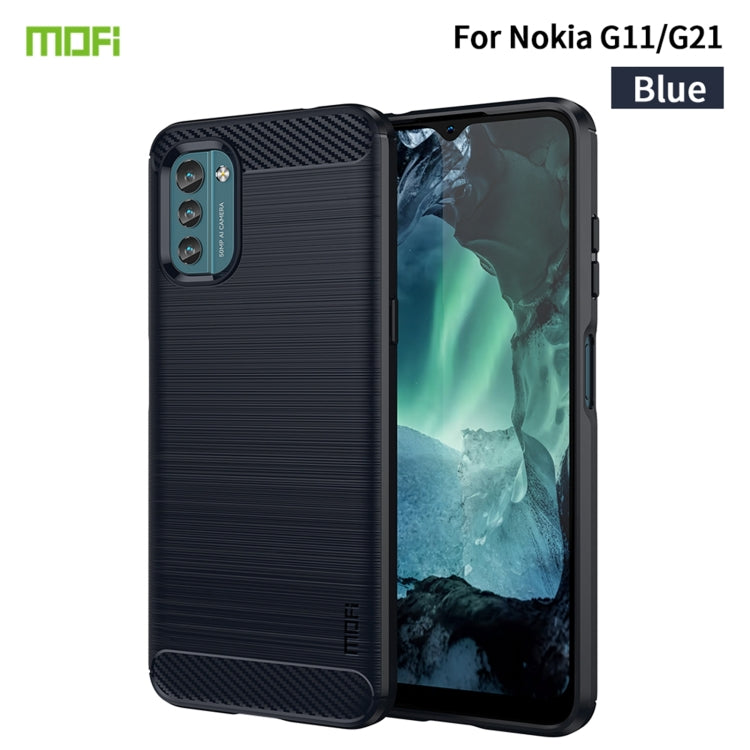 For Nokia G11 / G21 MOFI Gentleness Series Brushed Texture Carbon Fiber Soft TPU Case(Blue) - Nokia Cases by MOFI | Online Shopping South Africa | PMC Jewellery