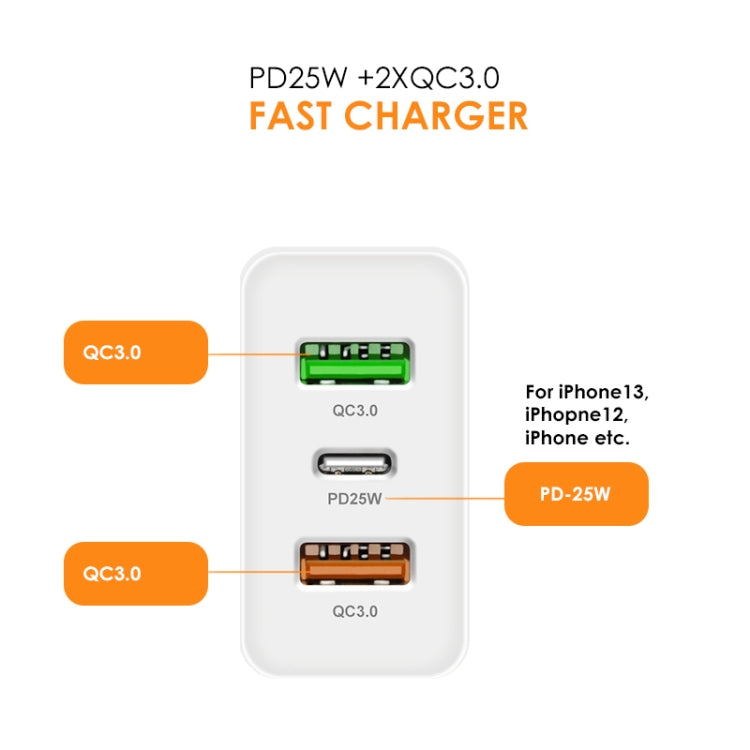 45W PD3.0 + 2 x QC3.0 USB Multi Port Charger with Type-C to 8 Pin Cable, UK Plug(White) - free shipping - PMC Jewellery - Order now!