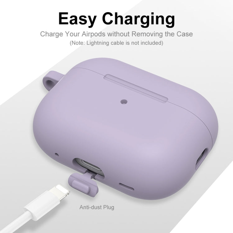 For Apple AirPods Pro 2 2022 ENKAY Thickened Silicone Protective Case with Keychain(Lavender Purple) - For AirPods Pro 2 by ENKAY | Online Shopping South Africa | PMC Jewellery | Buy Now Pay Later Mobicred