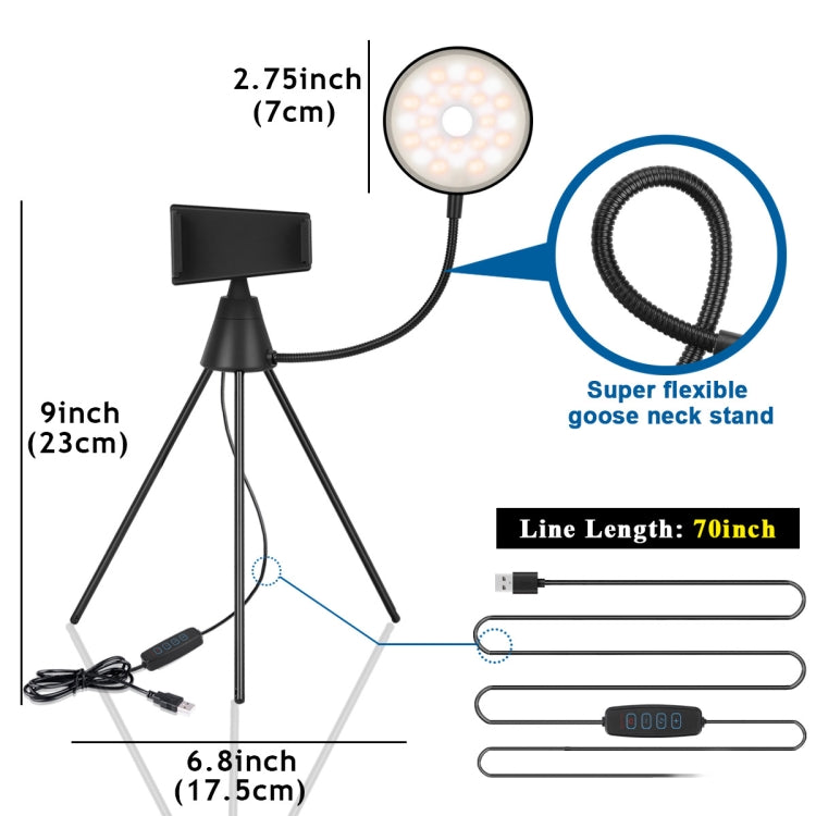 NS-08 LED Dimmable Ring Lamp with Phone Tripod Stand Holder - Ring Light by PMC TechLife | Online Shopping South Africa | PMC TechLife | Buy Now Pay Later Mobicred