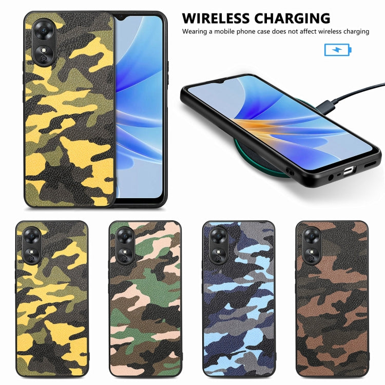 For OPPO A17 Camouflage Leather Back Cover Phone Case(Yellow) - OPPO Cases by PMC Jewellery | Online Shopping South Africa | PMC Jewellery | Buy Now Pay Later Mobicred