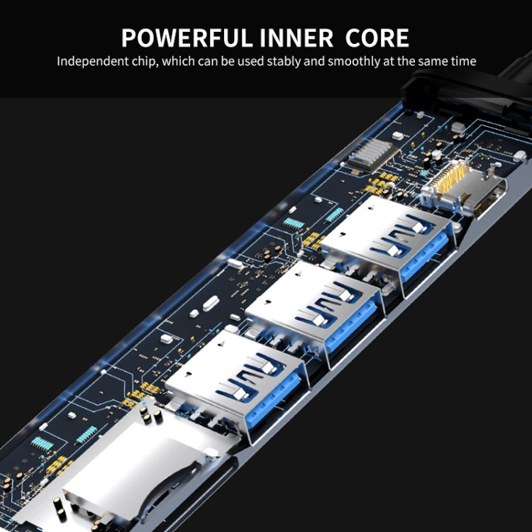 JUNSUNMAY 7 in 1 Type-C to 4K HDMI Docking Station Adapter PD Quick Charge Hub SD/TF Card Reader - USB HUB by JUNSUNMAY | Online Shopping South Africa | PMC Jewellery | Buy Now Pay Later Mobicred