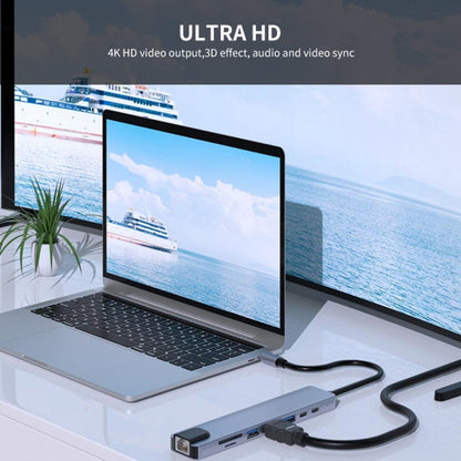 JUNSUNMAY 8 in 1 Type-C to 4K HDMI / Ethernet Docking Station Adapter PD Quick Charge Hub SD/TF Card Reader - USB HUB by JUNSUNMAY | Online Shopping South Africa | PMC Jewellery | Buy Now Pay Later Mobicred