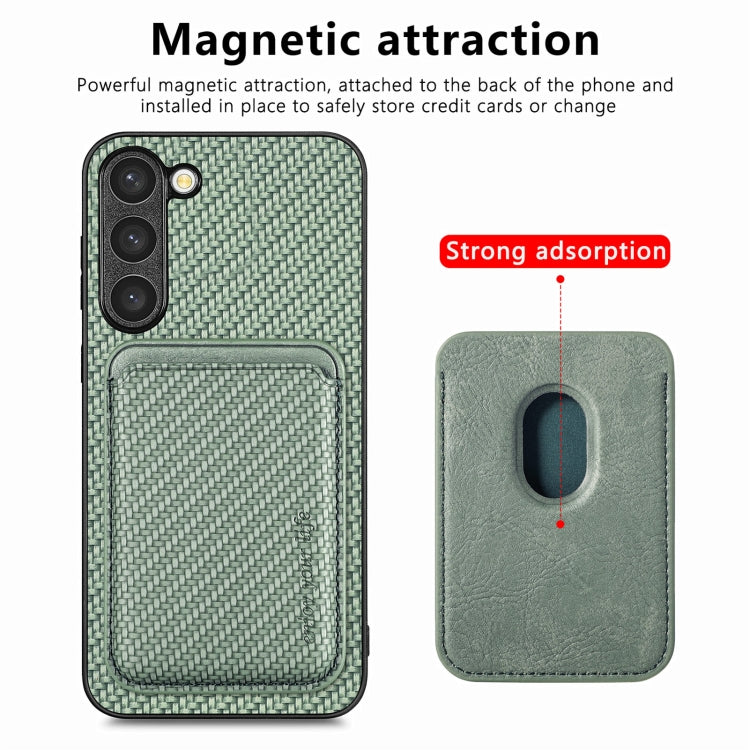For Samsung Galaxy S23 5G Carbon Fiber Leather Card Magsafe Case(Green) - Galaxy S23 5G Cases by PMC TechLife | Online Shopping South Africa | PMC TechLife | Buy Now Pay Later Mobicred