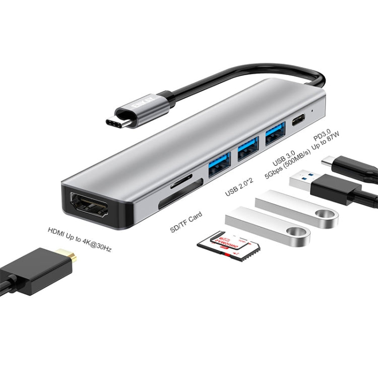 ENKAY Hat-Prince 7 in 1 Type-C to 4K HDMI Docking Station Adapter PD Quick Charge Hub SD/TF Card Reader - USB HUB by ENKAY | Online Shopping South Africa | PMC Jewellery | Buy Now Pay Later Mobicred