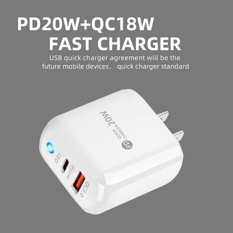 PD04 PD20W Type-C + QC18W USB Mobile Phone Charger with LED Indicator, US Plug(Black) - free shipping - PMC Jewellery - Order now!