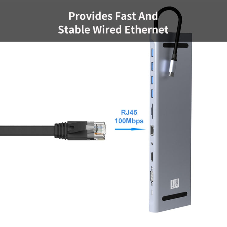 JUNSUNMAY 11 in 1 Multifunctional USB C Hub Docking Station Adapter SD/TF Card Reader - free shipping - PMC Jewellery - Order now!