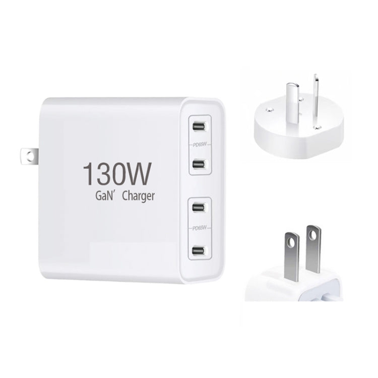 130W USB-C/Type-C Four Port GaN Charger with 2m USB-C/Type-C to USB-C/Type-C Data Cable Set EU / UK / AU / US Plug - Cable & Adapter by PMC Jewellery | Online Shopping South Africa | PMC Jewellery | Buy Now Pay Later Mobicred