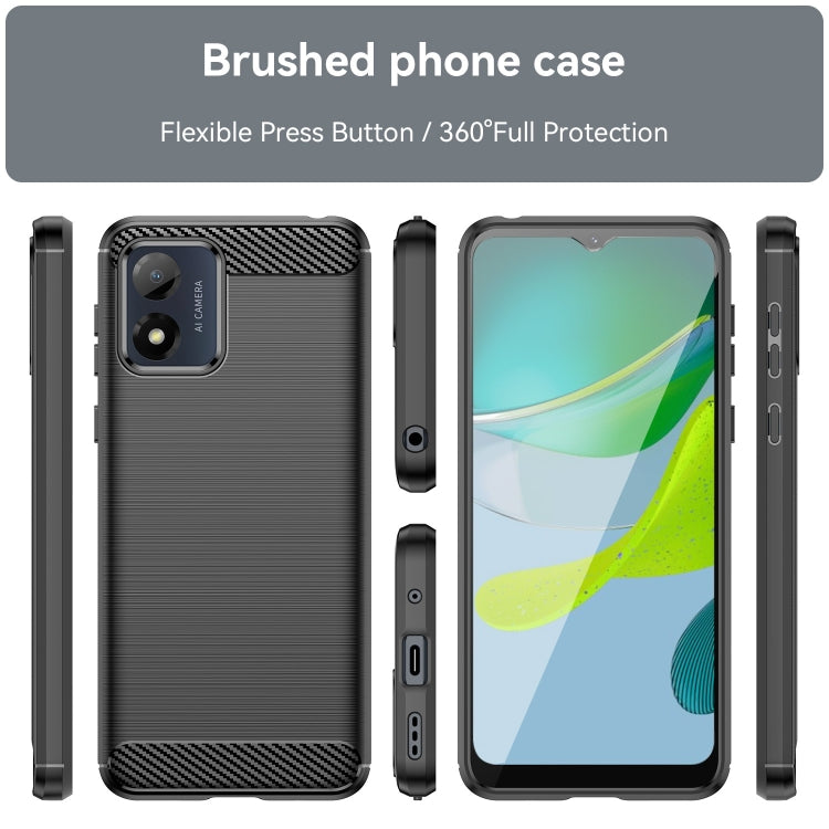 For Motorola Moto E13 Brushed Texture Carbon Fiber TPU Phone Case(Black) - Motorola Cases by PMC Jewellery | Online Shopping South Africa | PMC Jewellery | Buy Now Pay Later Mobicred