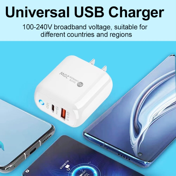 PD04 Type-C + USB Mobile Phone Charger with USB to 8 Pin Cable, US Plug(Black) - free shipping - PMC Jewellery - Order now!