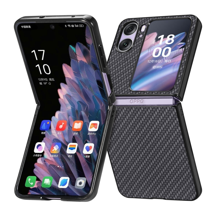 For OPPO Find N2 Flip Carbon Fiber Texture Leather Back Cover Phone Case(Black) - Find N2 Flip Cases by PMC Jewellery | Online Shopping South Africa | PMC Jewellery